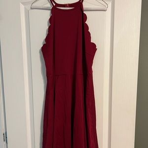 Red Scalloped Swing Dress